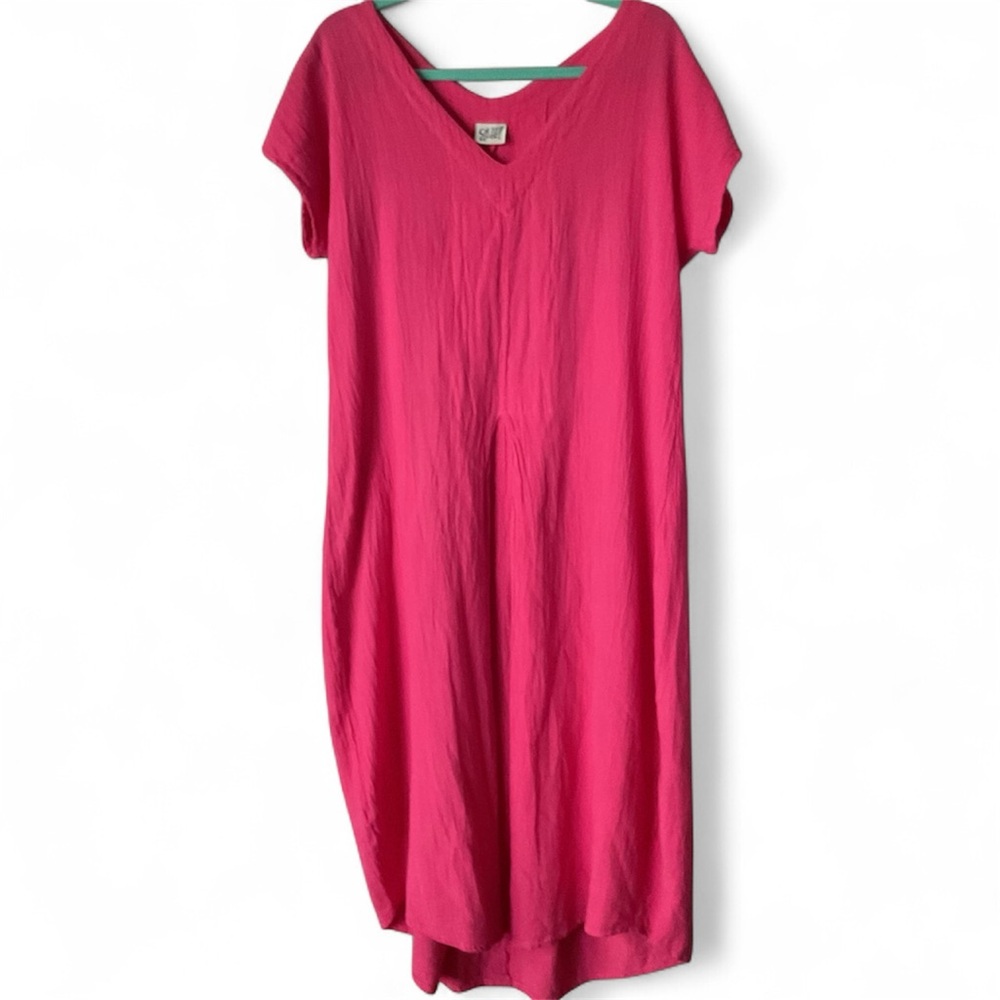 Oh My Gauze Ladies maxi midi dress sz 1 (6/10) pink Prairie Granola EUC gauzy